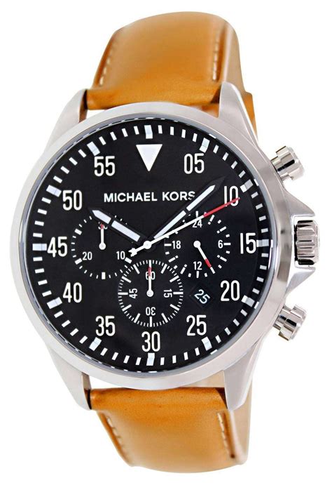 michael kors black chronograph one subdial leather strap|Michael Kors Mercer Chronograph Black Dial Leather Strap .